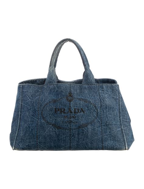 prada canapa tote denim|prada nylon shopper tote.